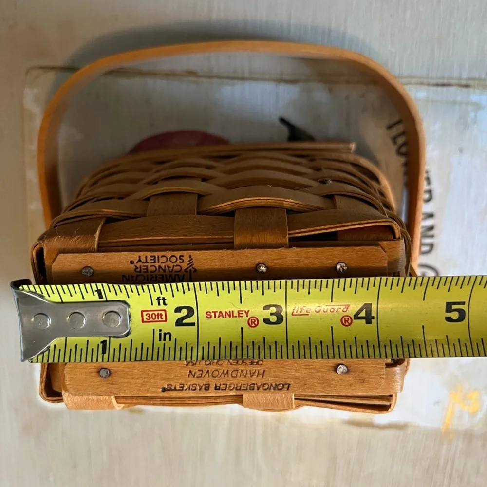 Longaberger 1997 American Cancer Society Basket with Plastic Protector. Mint.